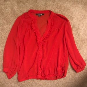 Forever 21 Long Sleeve Red Blouse